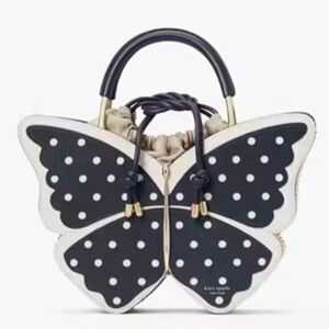 Kate Spade Wing It Polka Dot Wicker Butterfly Satchel - Rare‎
